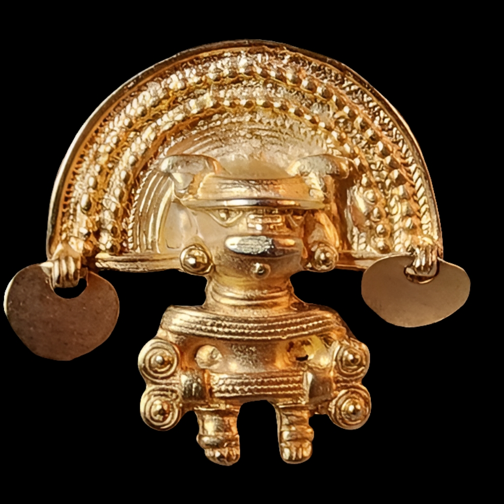 Aztec Mayan Inca Tayrona Gold Tone Boho Vibe Pin Brooch Fashion Jewe